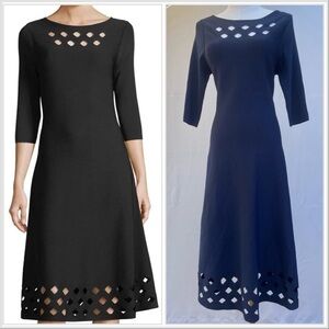 Nic+Zoe | Time Out Twirl Dress Navy With Cutouts 3/4 Sleeves Sz S (EUC)‎